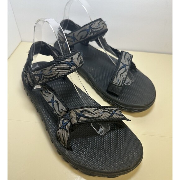 Teva Mens Sport Sandals Size 9 Black Gray Blue Pattern Adjustable Strap Rafting - Picture 1 of 7